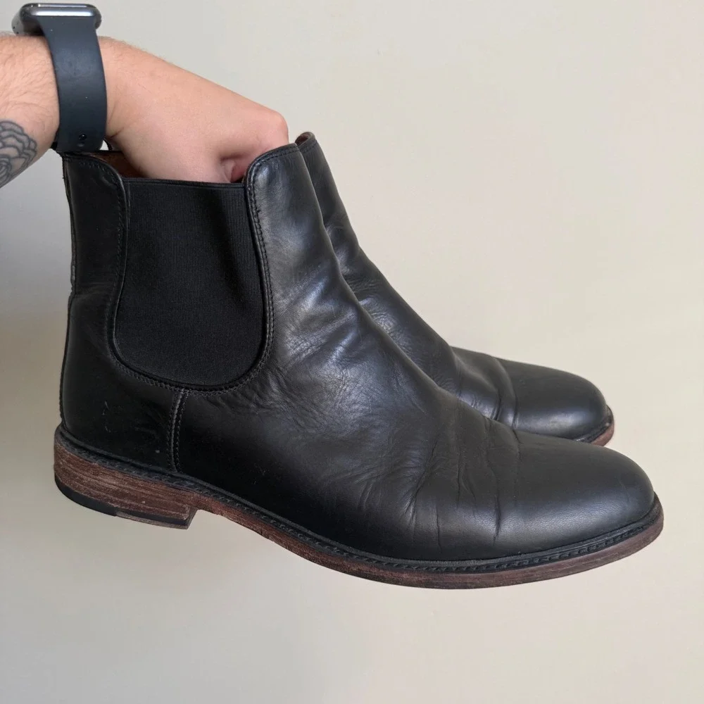 Frye Tyler Chelsea Boots Mens 13 Black Leather Pull On Ankle Boots 85230